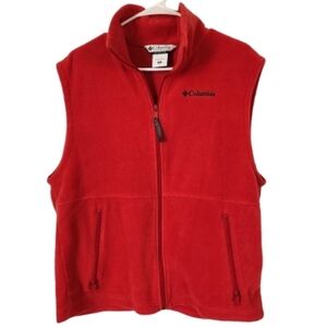 Columbia Red Mens Microfleece Full Zip Vest Medium